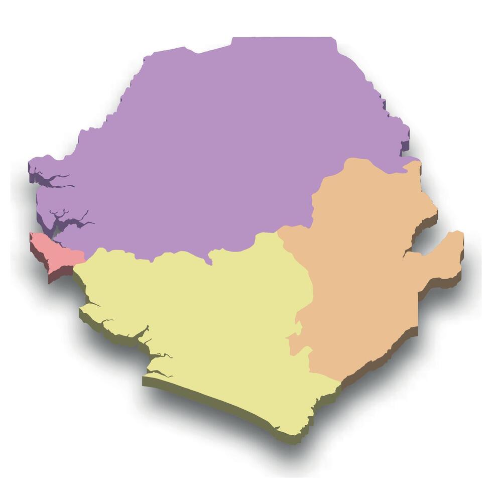 3d isometric colored map of Sierra Leone vector