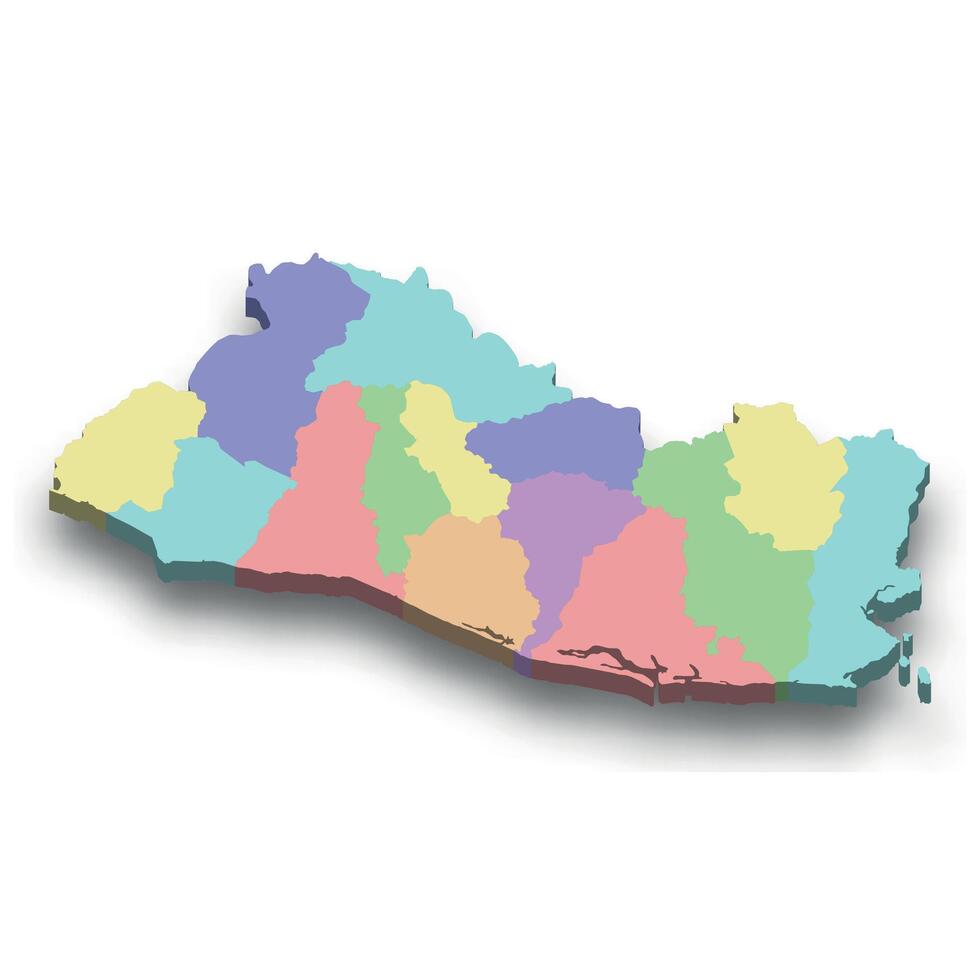 3d isometric colored map of El Salvador vector