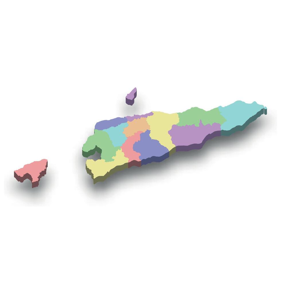 3d isometric colored map of East Timor vector