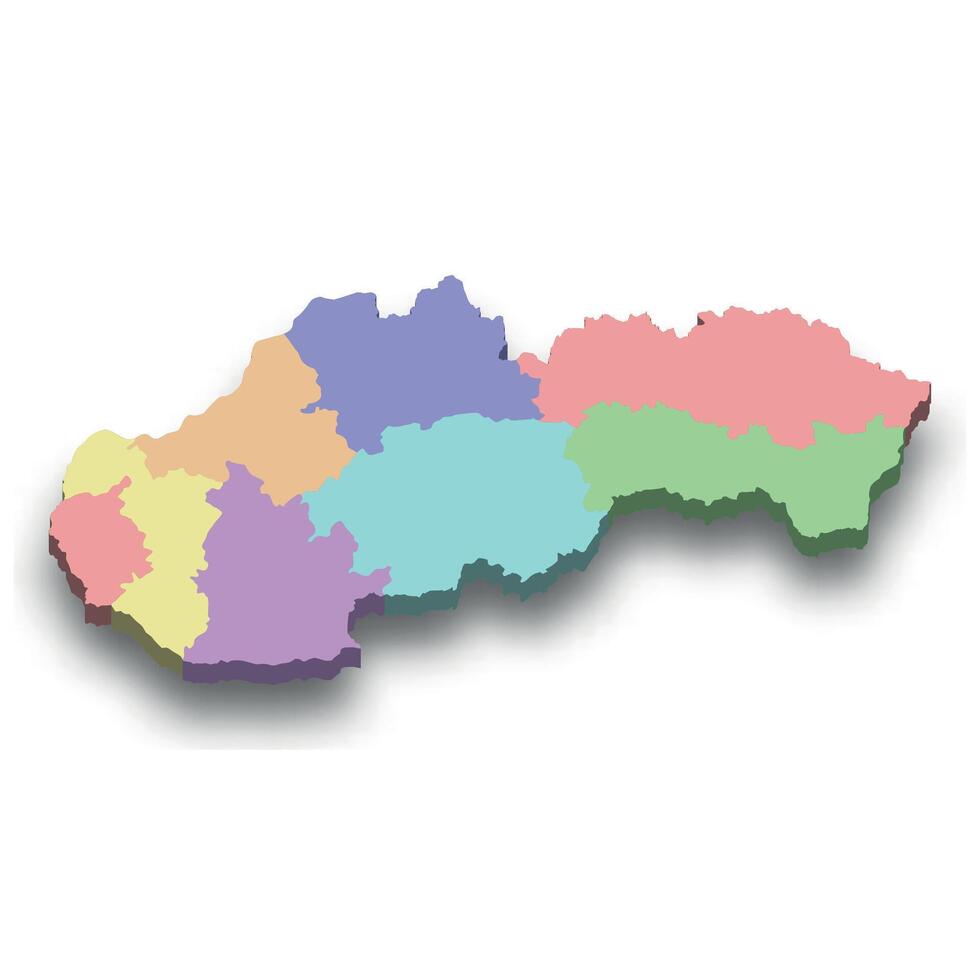 3d isometric colored map of Slovakia vector