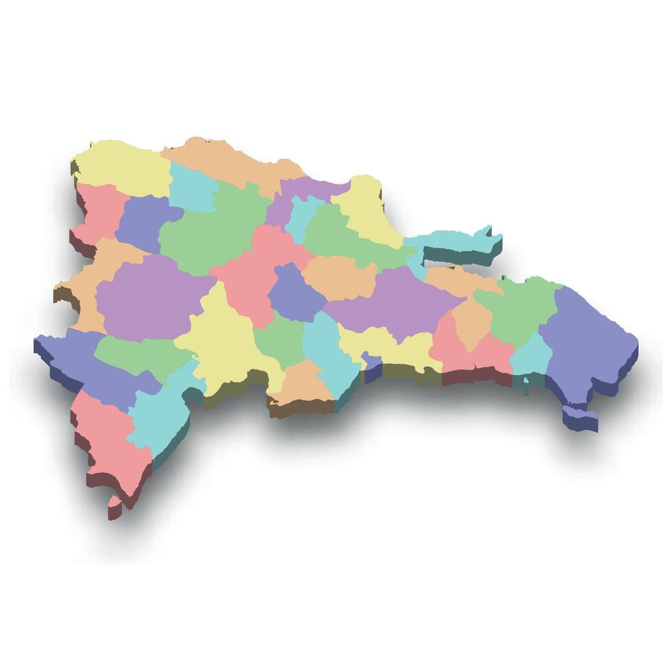 3d isometric colored map of Dominican Republic vector