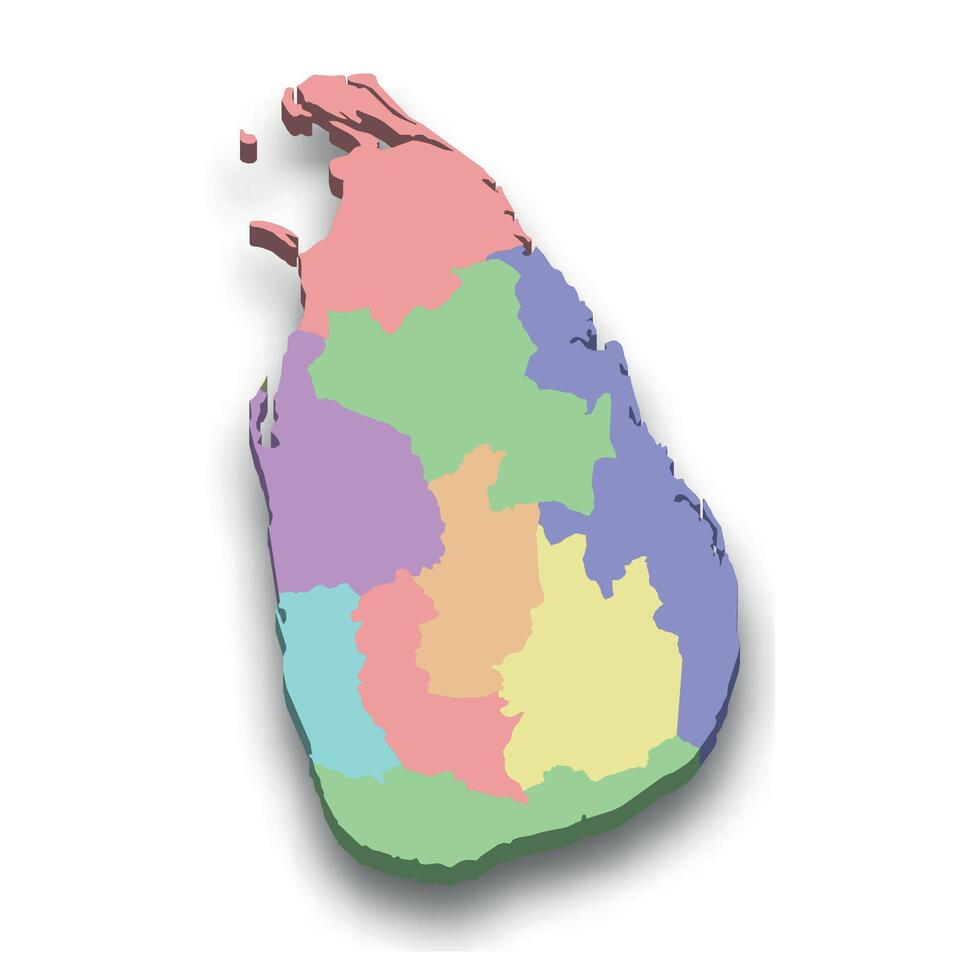 3d isometric colored map of Sri Lanka vector