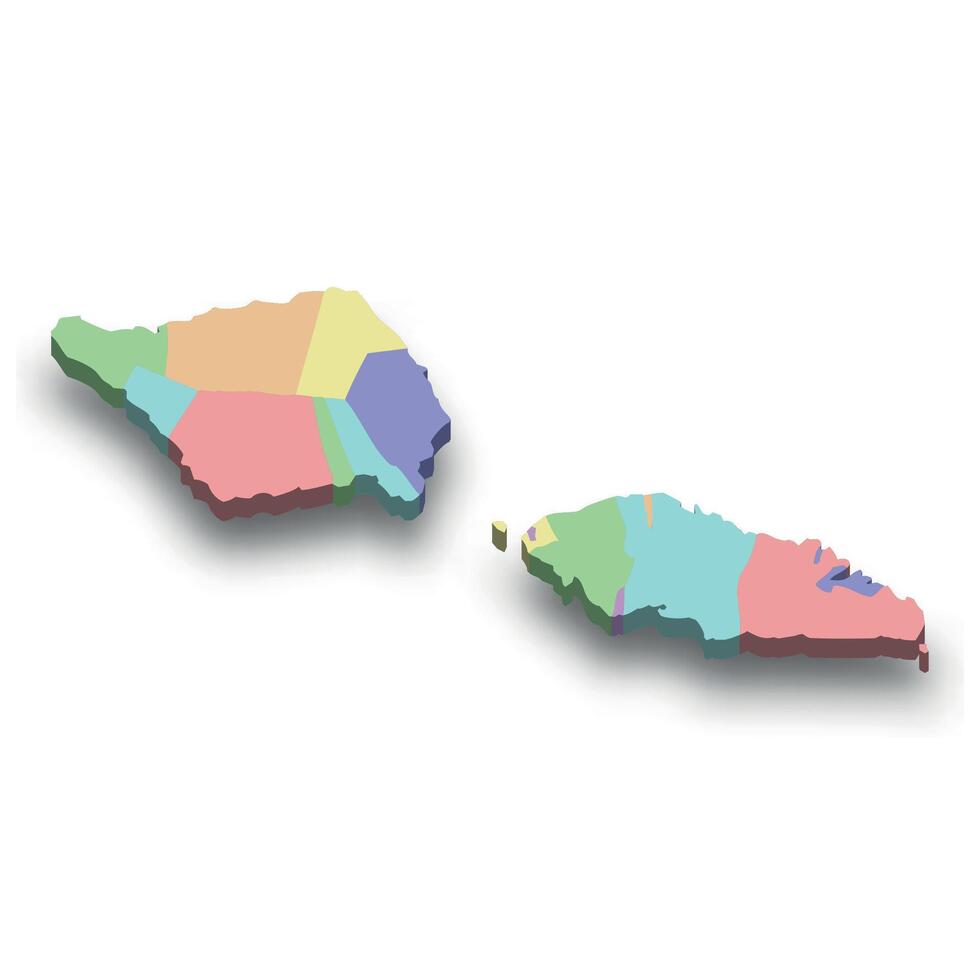 3d isometric colored map of Samoa vector