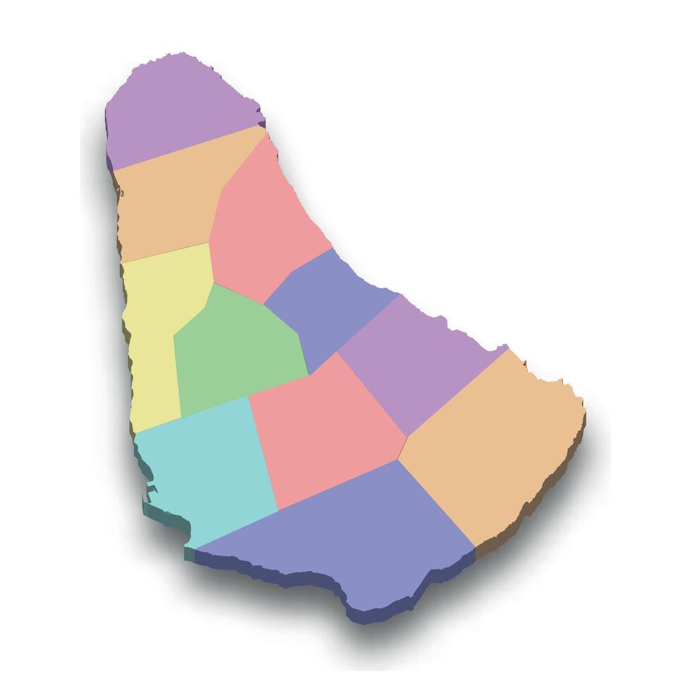 3d isometric colored map of Barbados vector
