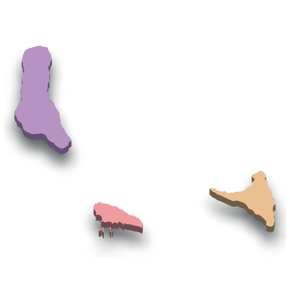 3d isometric colored map of Comoros vector