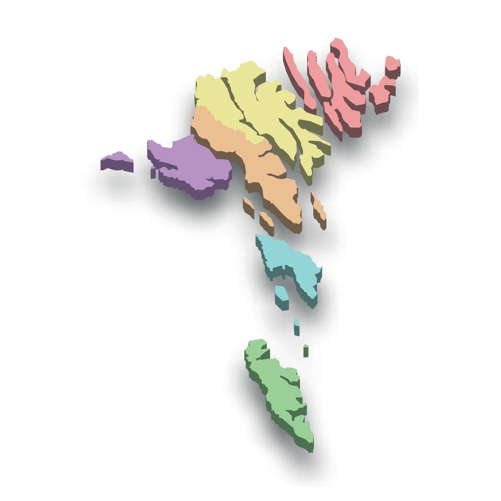 3d isometric colored map of Faroe Islands vector