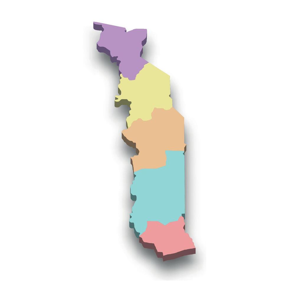 3d isometric colored map of Togo vector