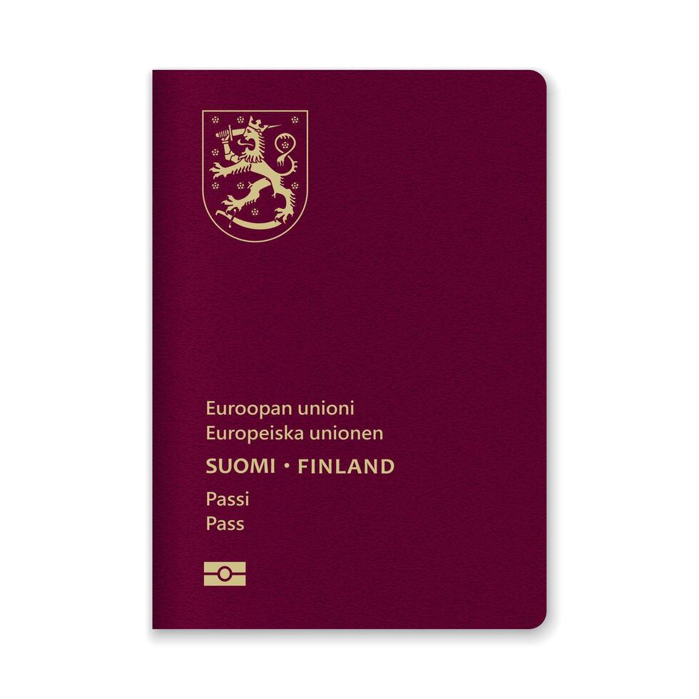 Finland Passport Cover with Gold Emblem and Text vector
