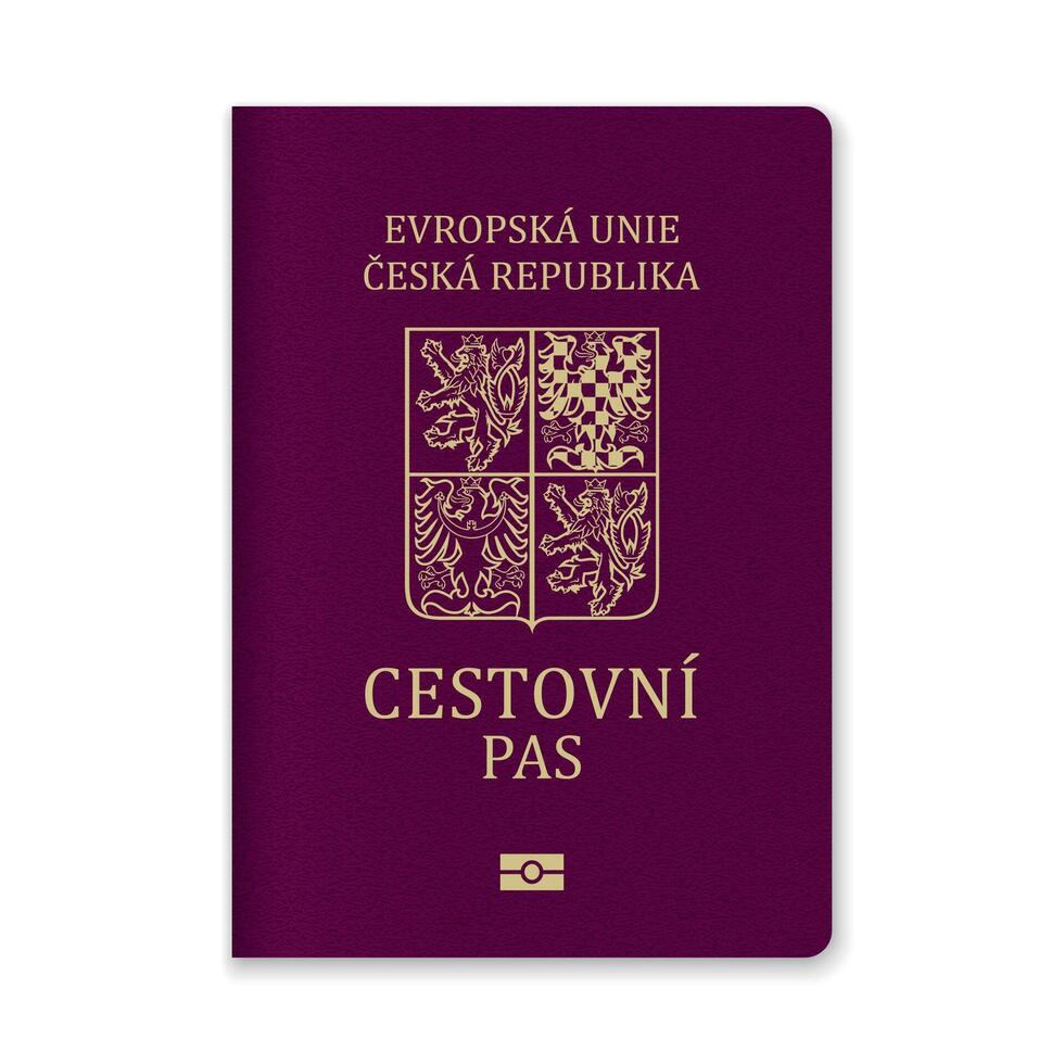 Czech Passport Cover with Gold Emblem and Text vector