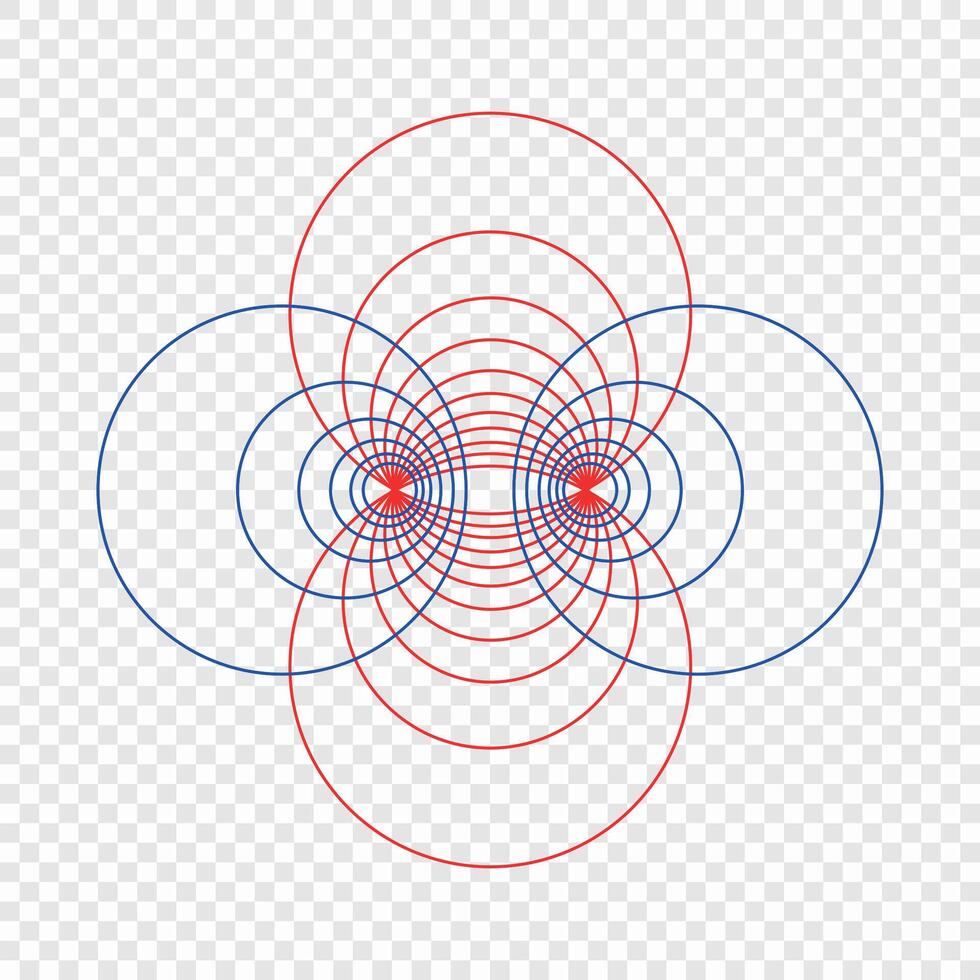 Apollonian Circles Geometric Pattern in Red and Blue vector