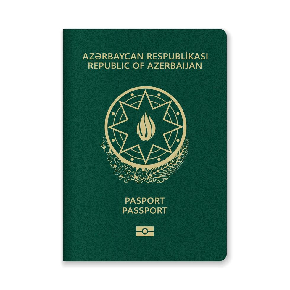 Azerbaijan Passport Cover with Gold Emblem and Text vector