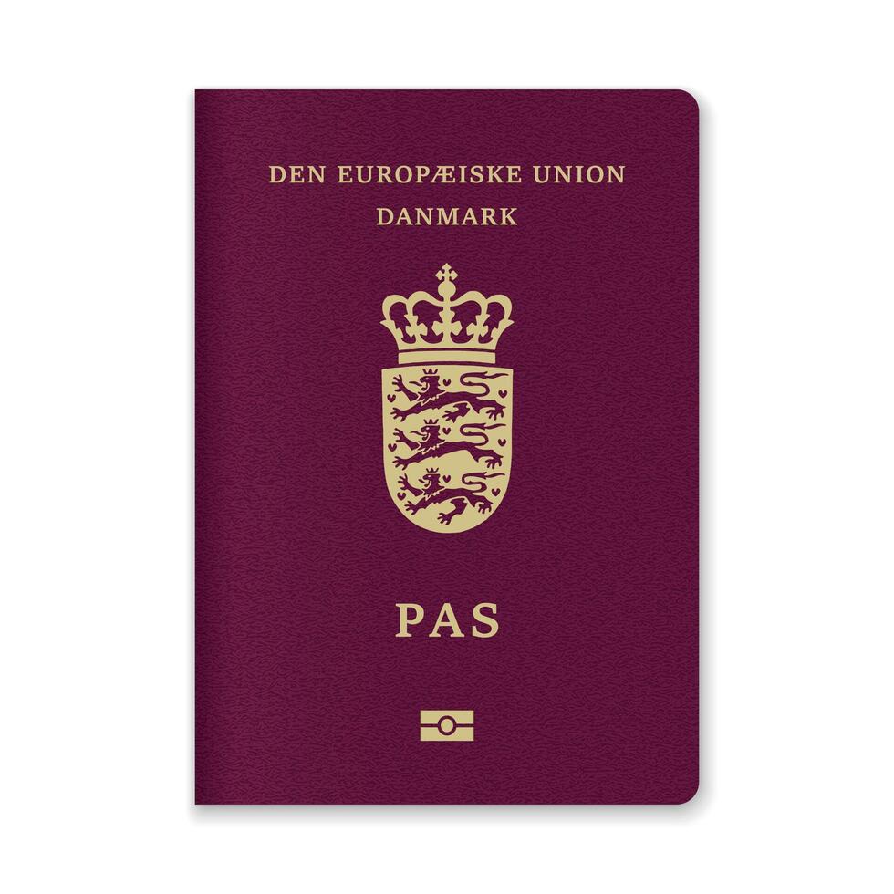 Denmark Passport Cover with Gold Emblem and Text vector