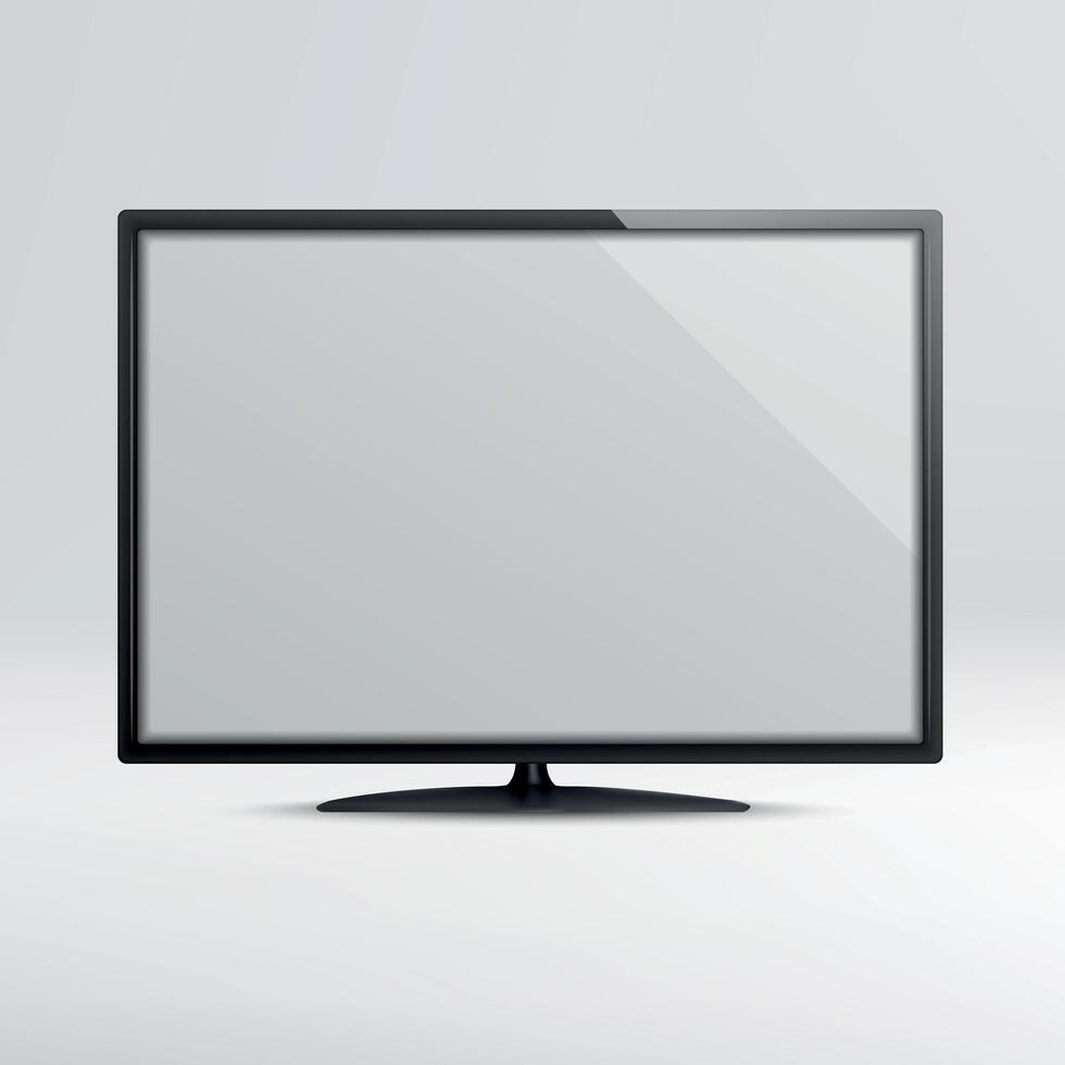 Modern Flat Screen Television with Blank Display vector