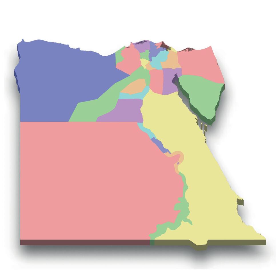 3d isometric colored map of Egypt vector
