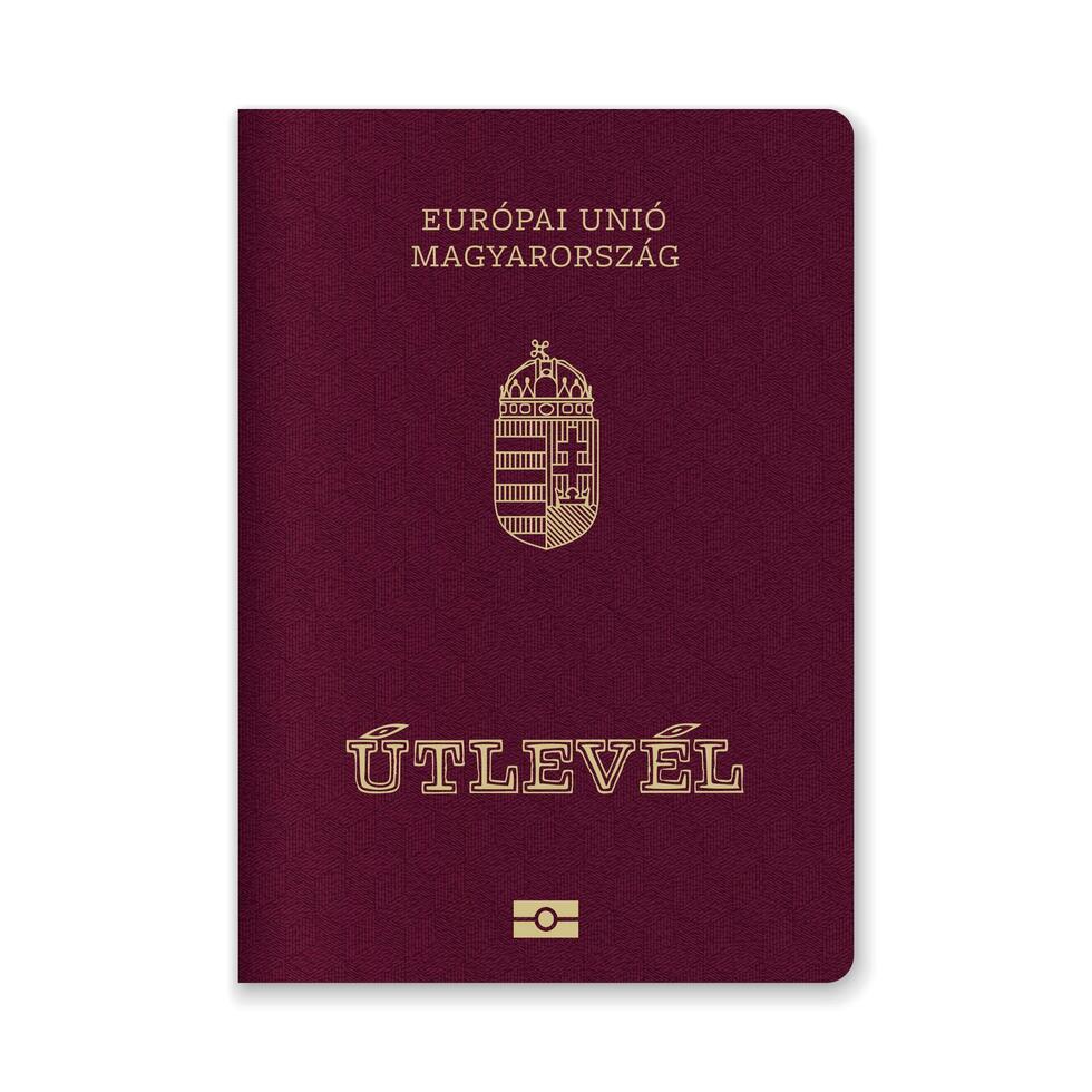 Hungary Passport Cover with Gold Emblem and Text vector