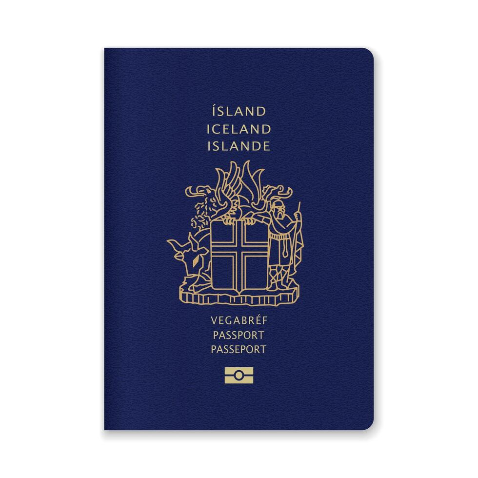 Iceland Passport Cover with Gold Emblem and Text vector