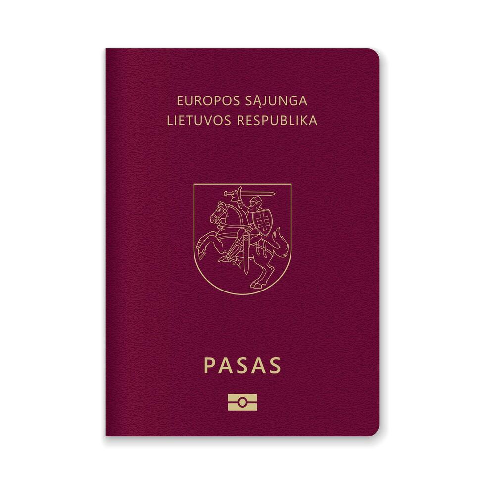 Lithuania Passport Cover with Gold Emblem and Text vector