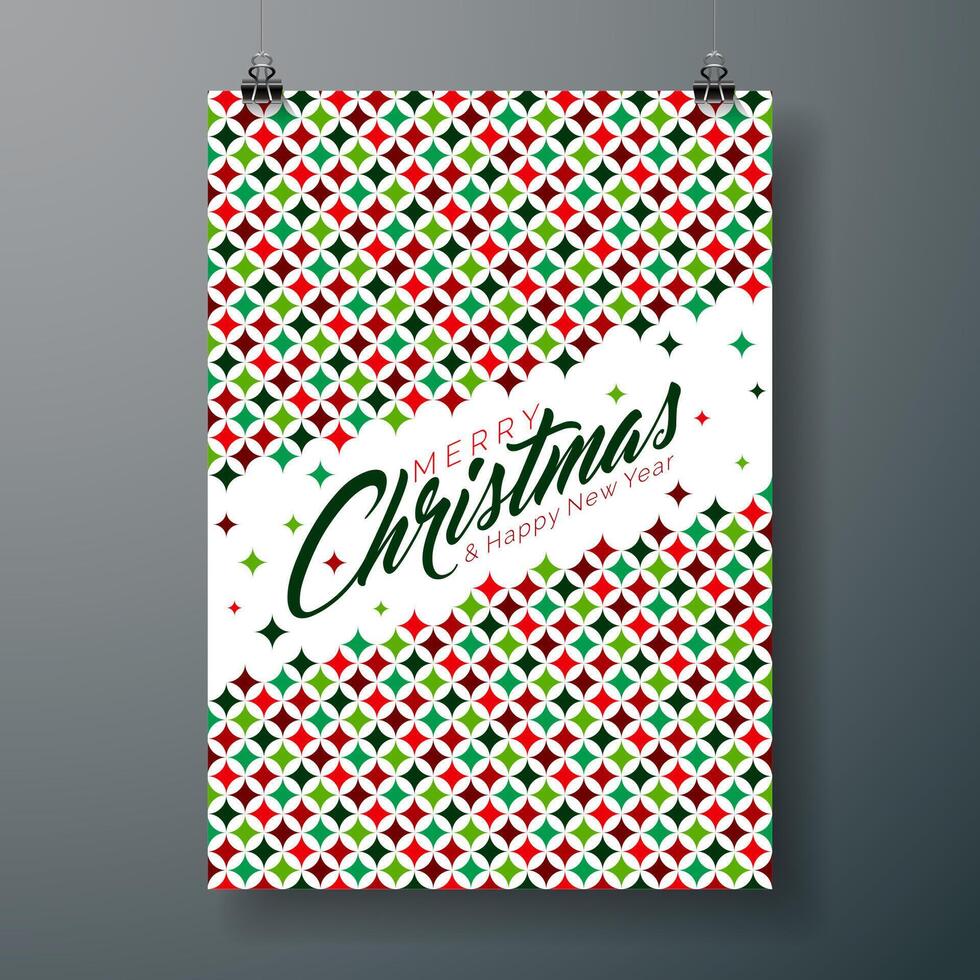 Christmas and New Year Illustration with Typography Letter and Abstract Color Texture Pattern on White Background. Holiday Season Celebration Design for Greeting Card, Party Invitation or Promo vector