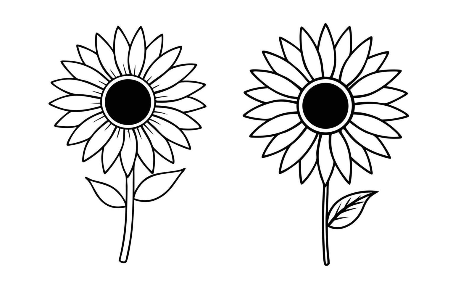 Line art sunflower illustration vector