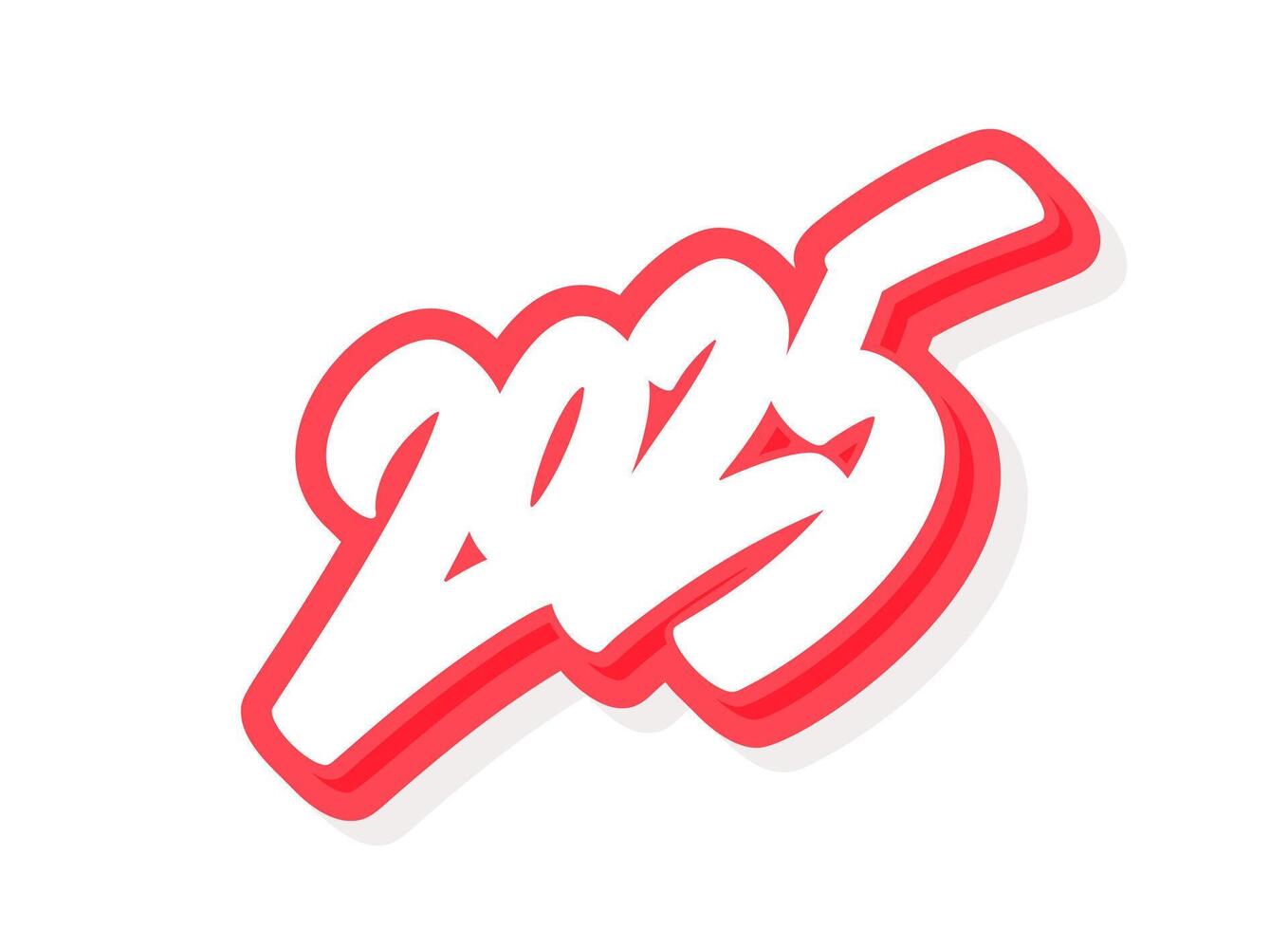 2025 year. handwritten lettering red sticker. vector