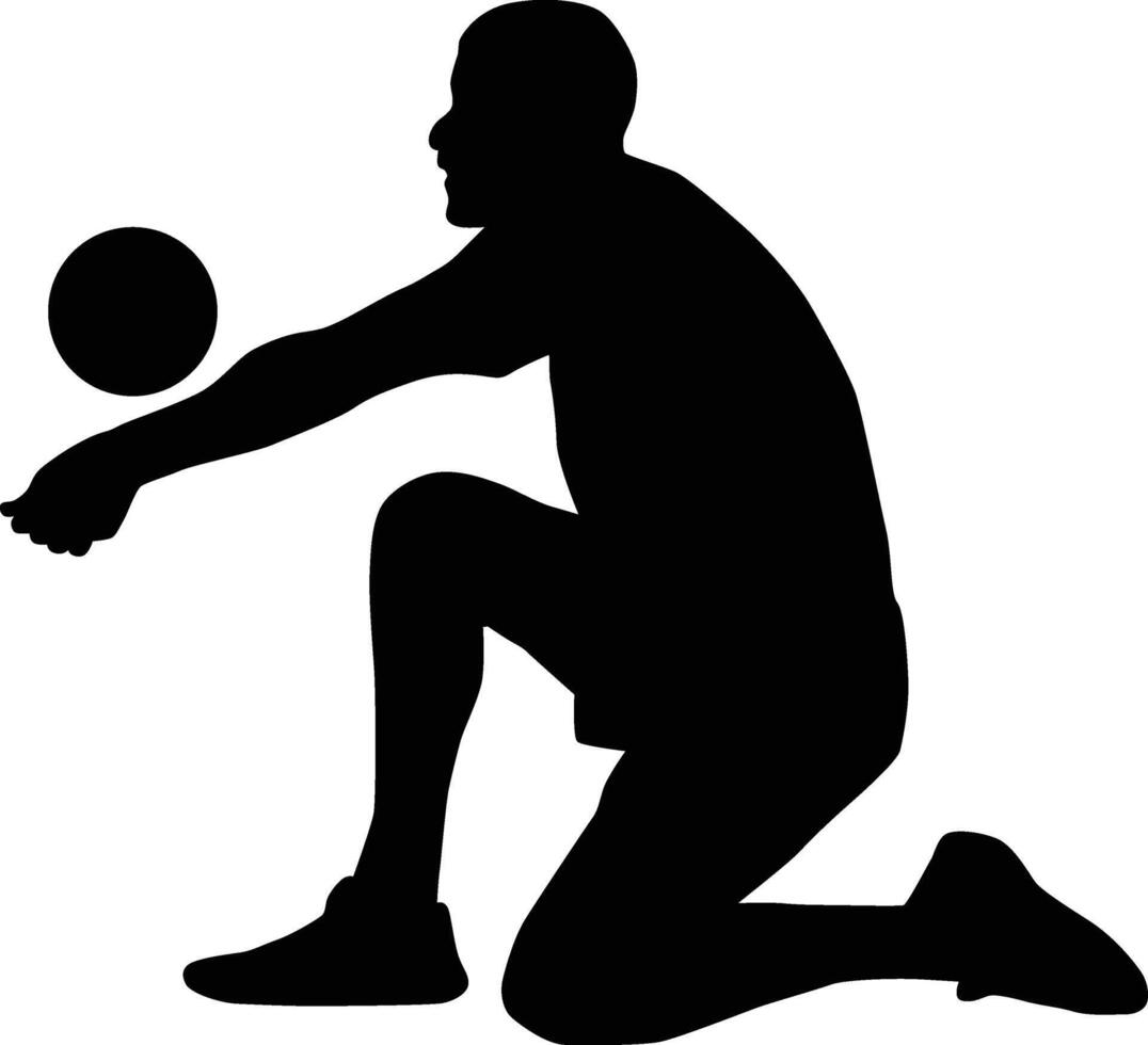 Men volleyball athlete pose silhouette vector