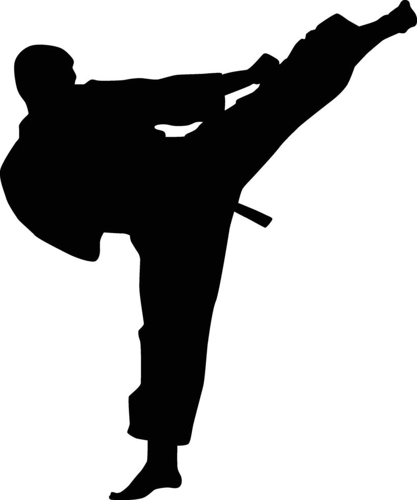 Karate kick pose silhouette vector
