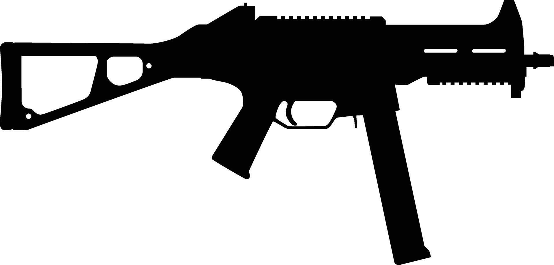 UMP 45 assault rifle silhouette illustration vector
