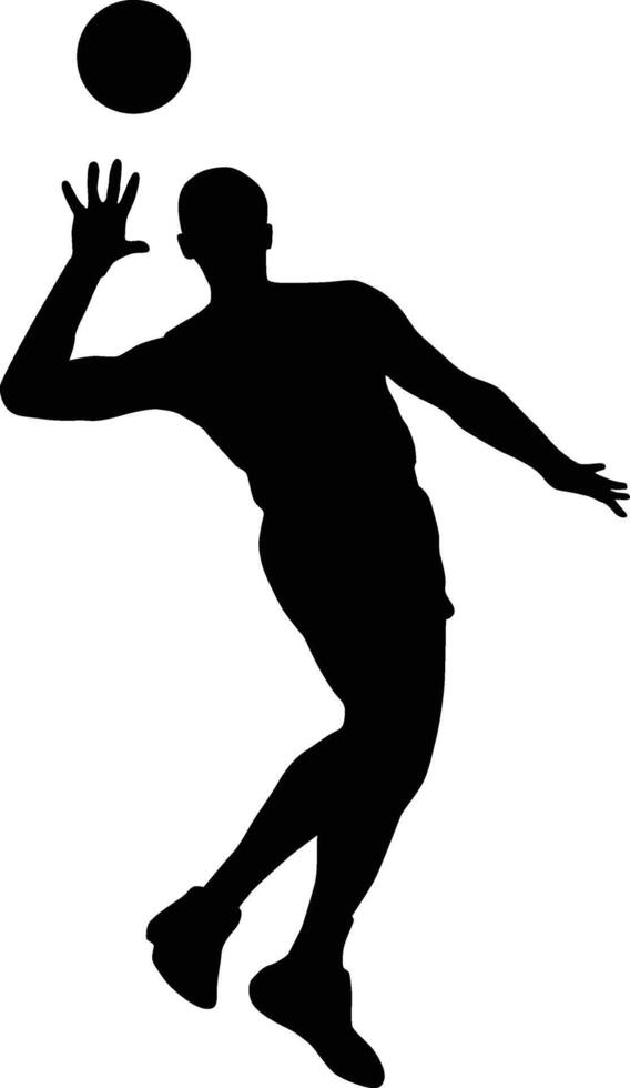 Smash pose of men volleyball player silhouette vector