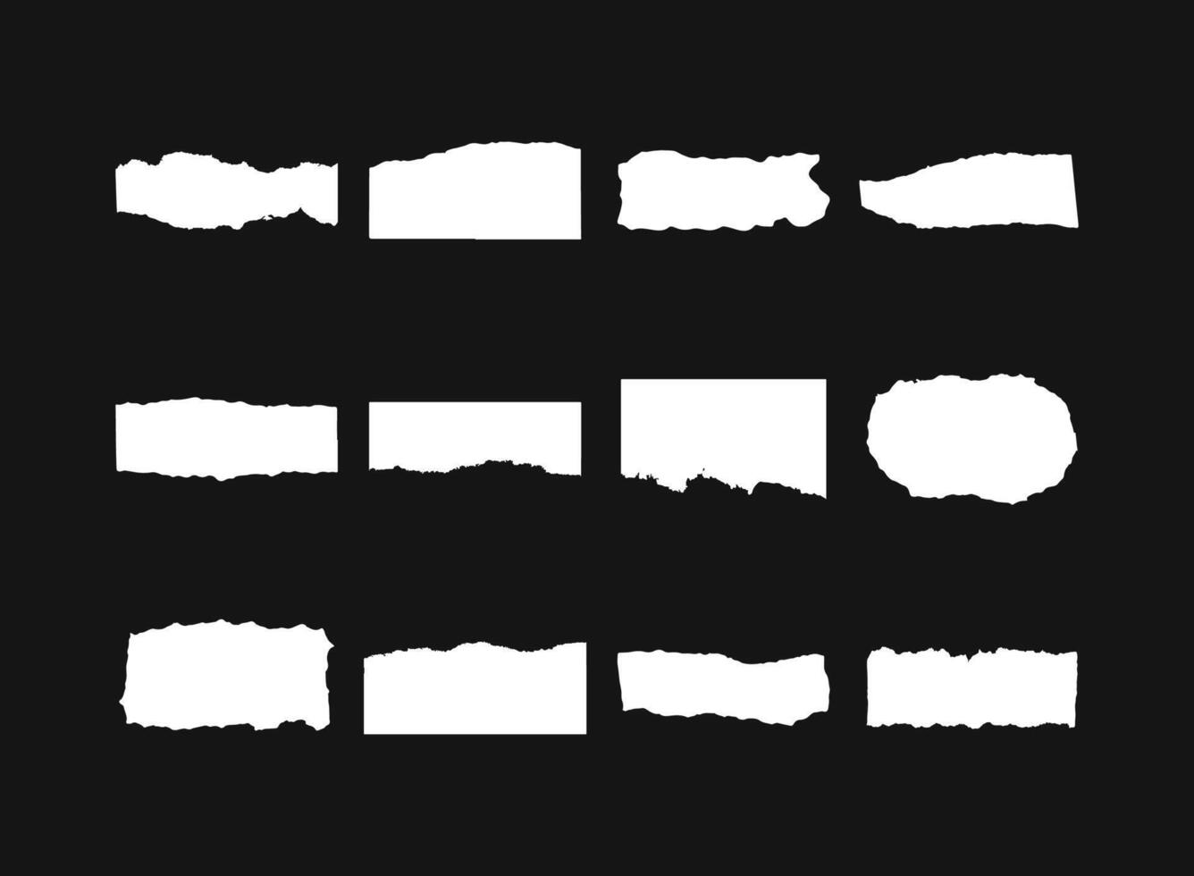 Collection of torn ripped paper, ripped paper strips, with some decoration and texture. vector