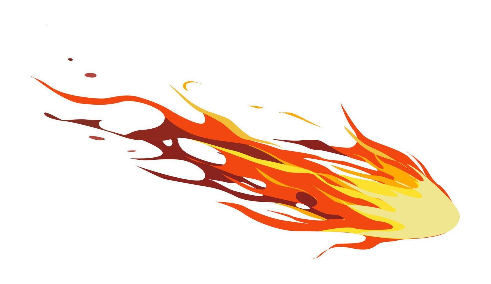 Flat illustration depicting a flaming meteor with a dynamic fiery trail Set against a white background this illustration shows motion and intense heat vector