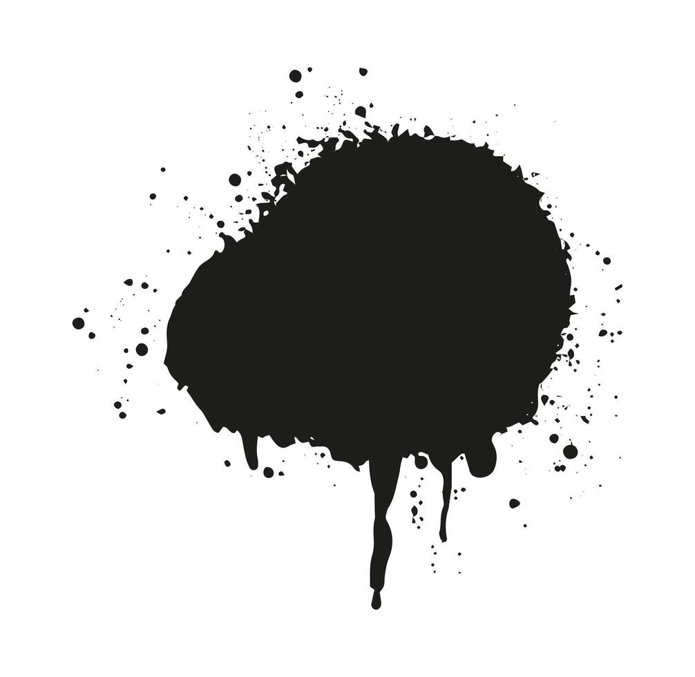 Black ink splatter on white background in a flat illustration representing creative art symbol with abstract expression design concept vector
