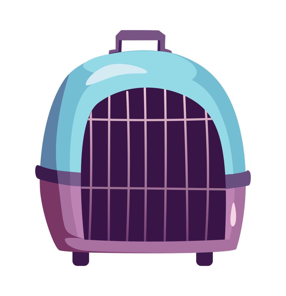 Pet carrier flat illustration showing a container used for safely transporting pets lightweight and equipped with airholes and handle vector