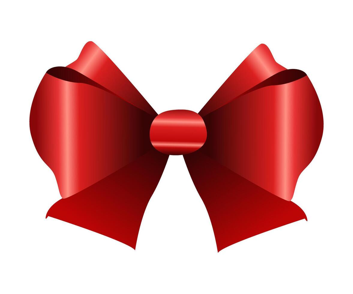 Red ribbon bow flat illustration festive decoration gift wrapper large bright bow decorative accessory in realistic style commonly used in gift wrapping and event decorations vector