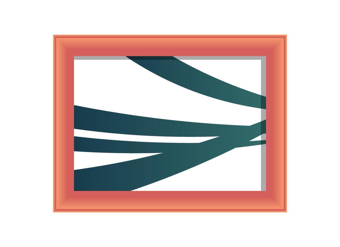 Framed artwork featuring abstract green lines on white flat illustration vector