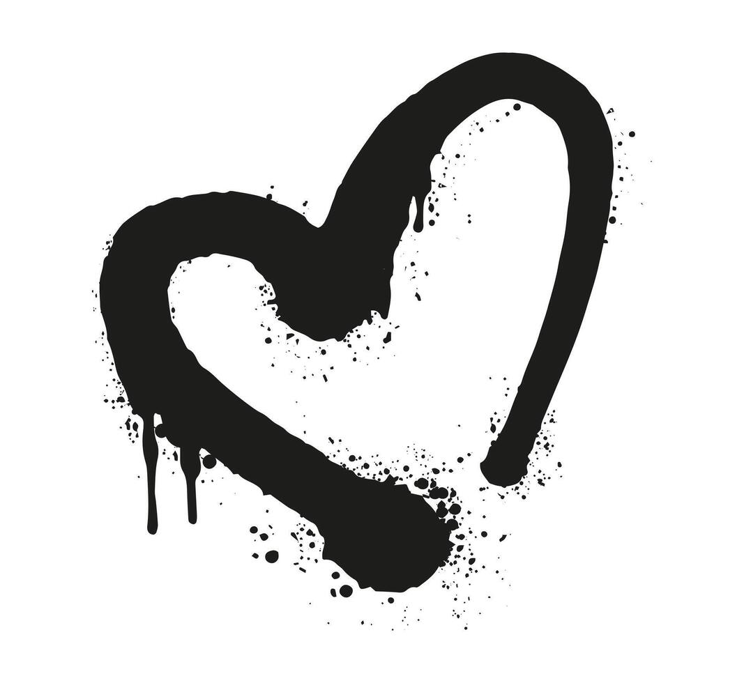 Modern heart shape with paint splashes in black and abstract style flat illustration symbolizing love and emotion ideal for designs vector