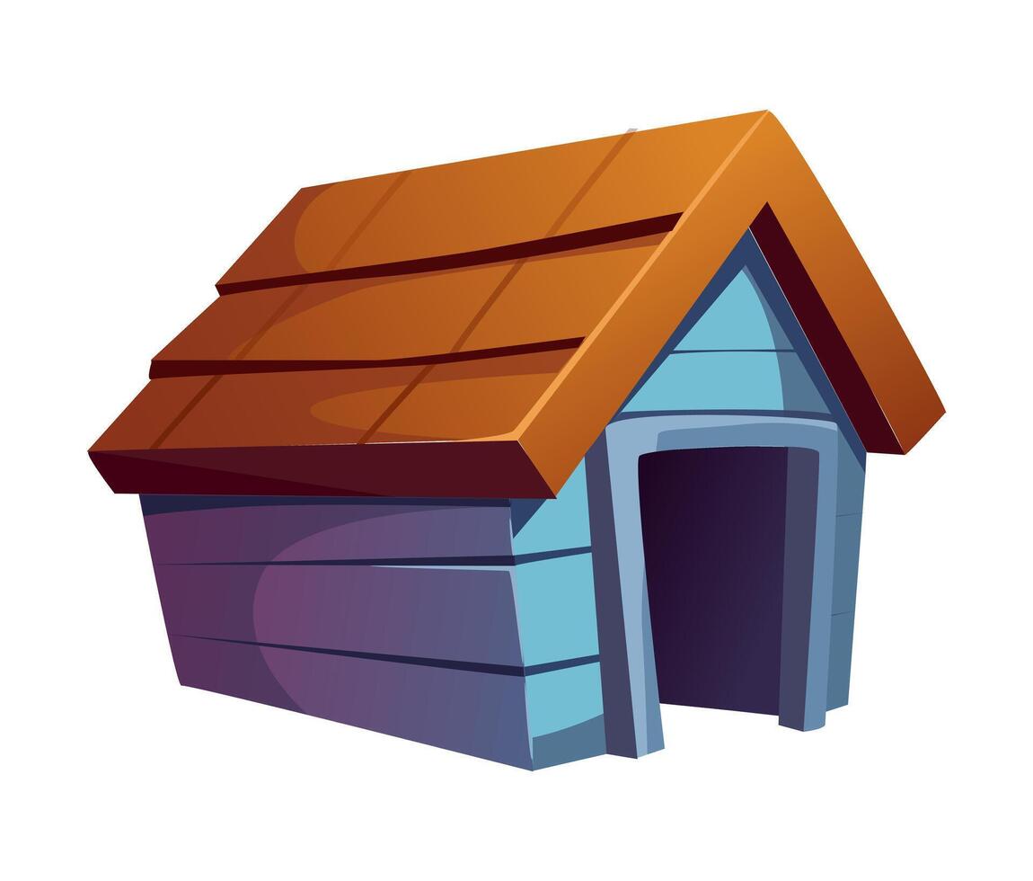 This image features a colorful small dog house flat illustration the dog house has a brown roof and blue facade ideal for pet related designs and projects vector