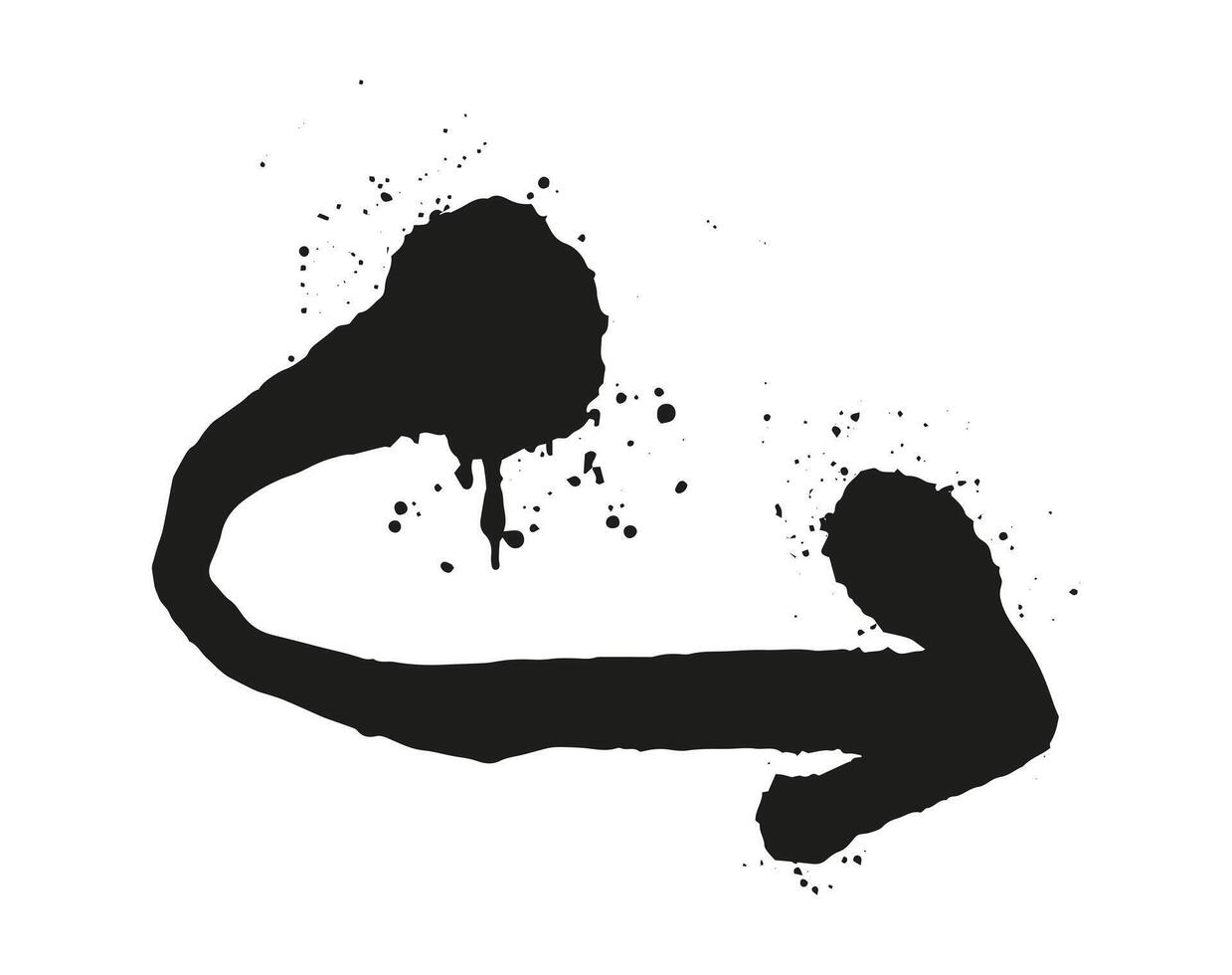 Abstract ink art with bold black curves and splashes flat illustration on white background modern minimalist style suitable for various design projects vector