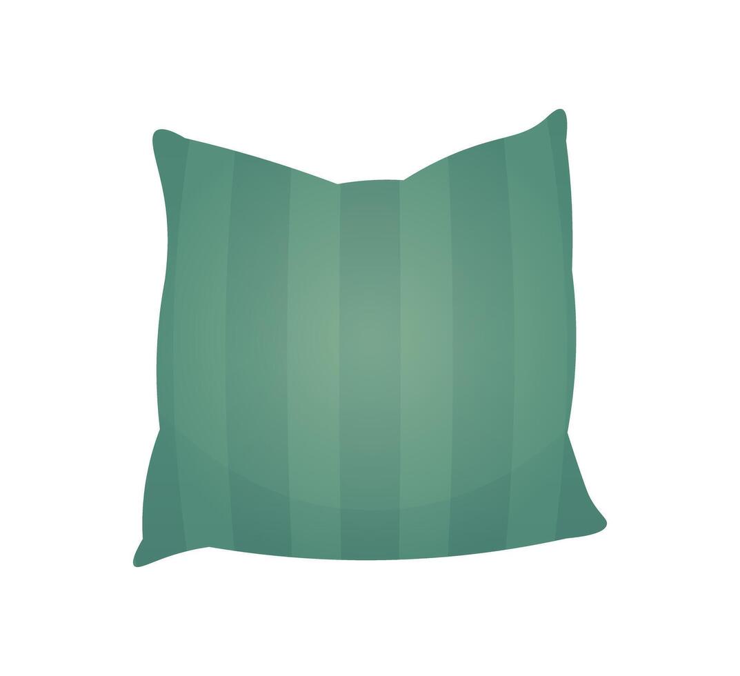 A green pillow with a striped pattern displayed on a white background flat illustration ideal for home decor and interior design purposes to complement various styles vector