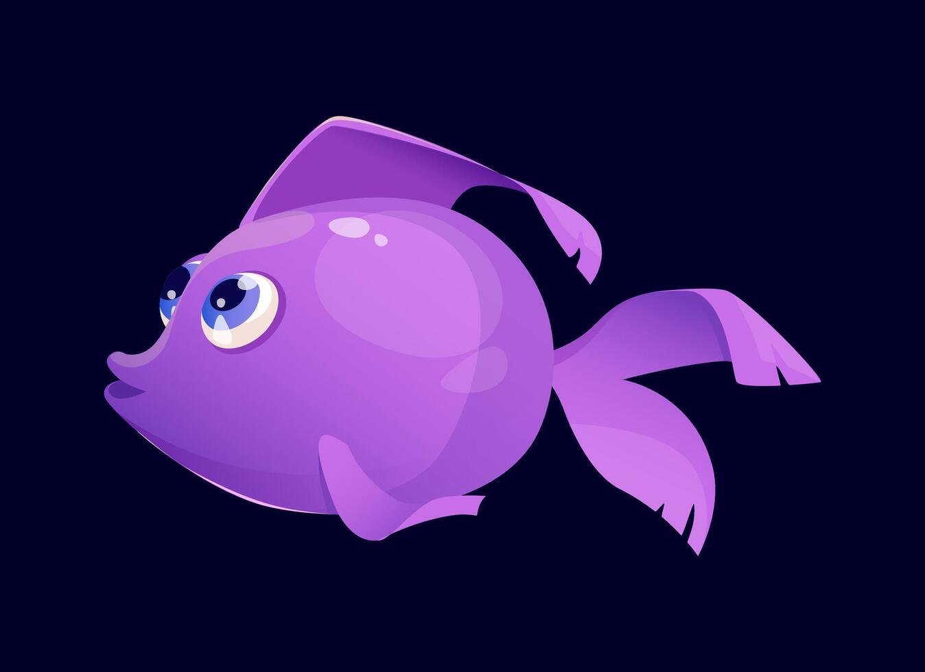 The image depicts a purple fish illustration underwater sea creature against a blue background The fish appears to be swimming and has a cartoonish appearance vector