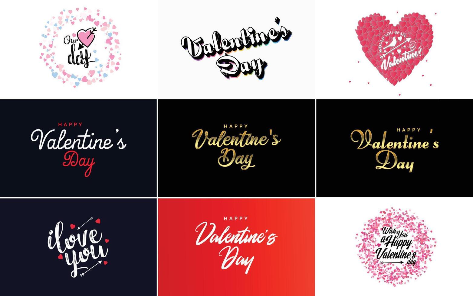 Happy Valentine s Day greeting card template with a cute animal theme and a pink color scheme vector