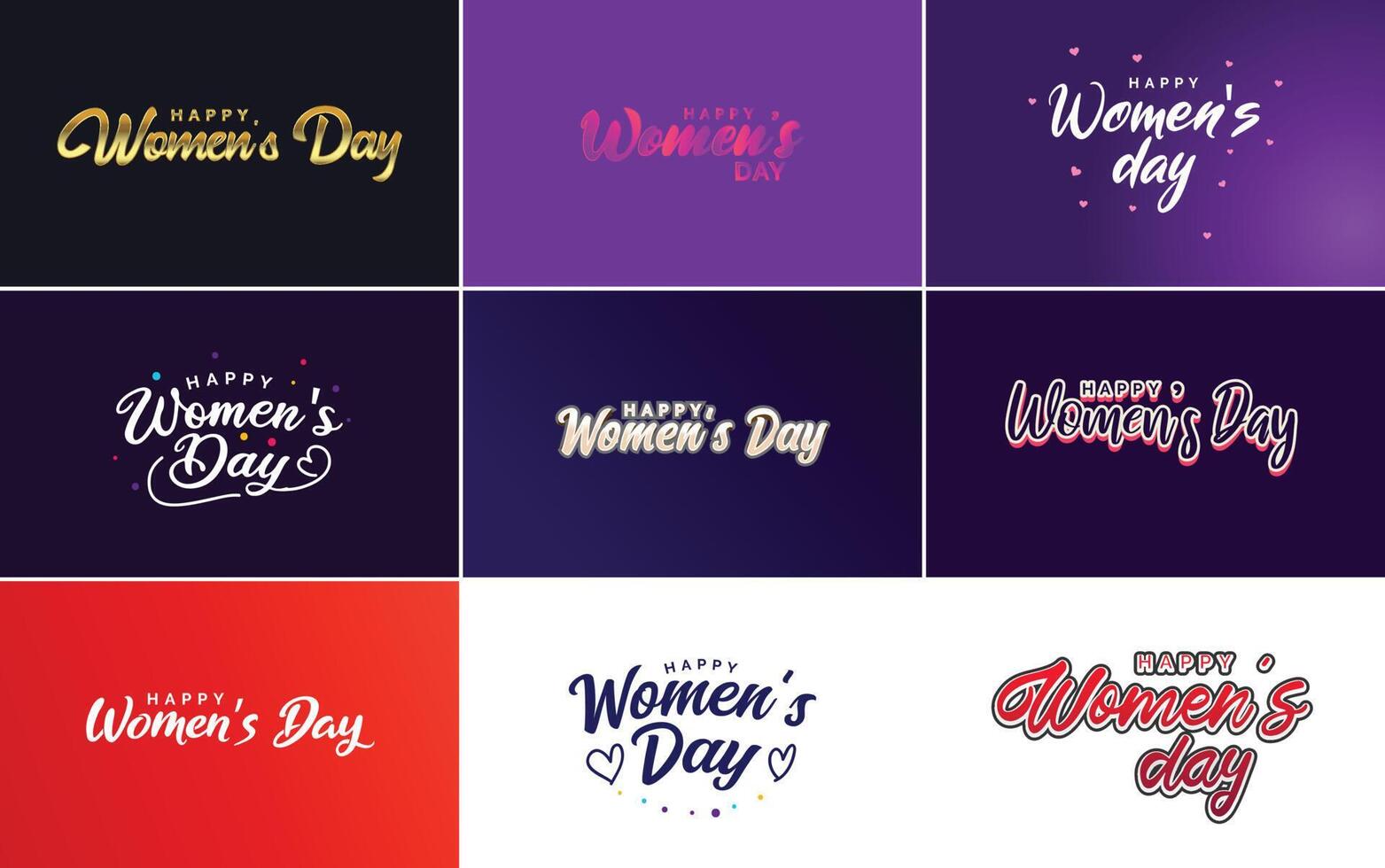 International Women s Day greeting card template with a floral design and hand lettering text illustration vector