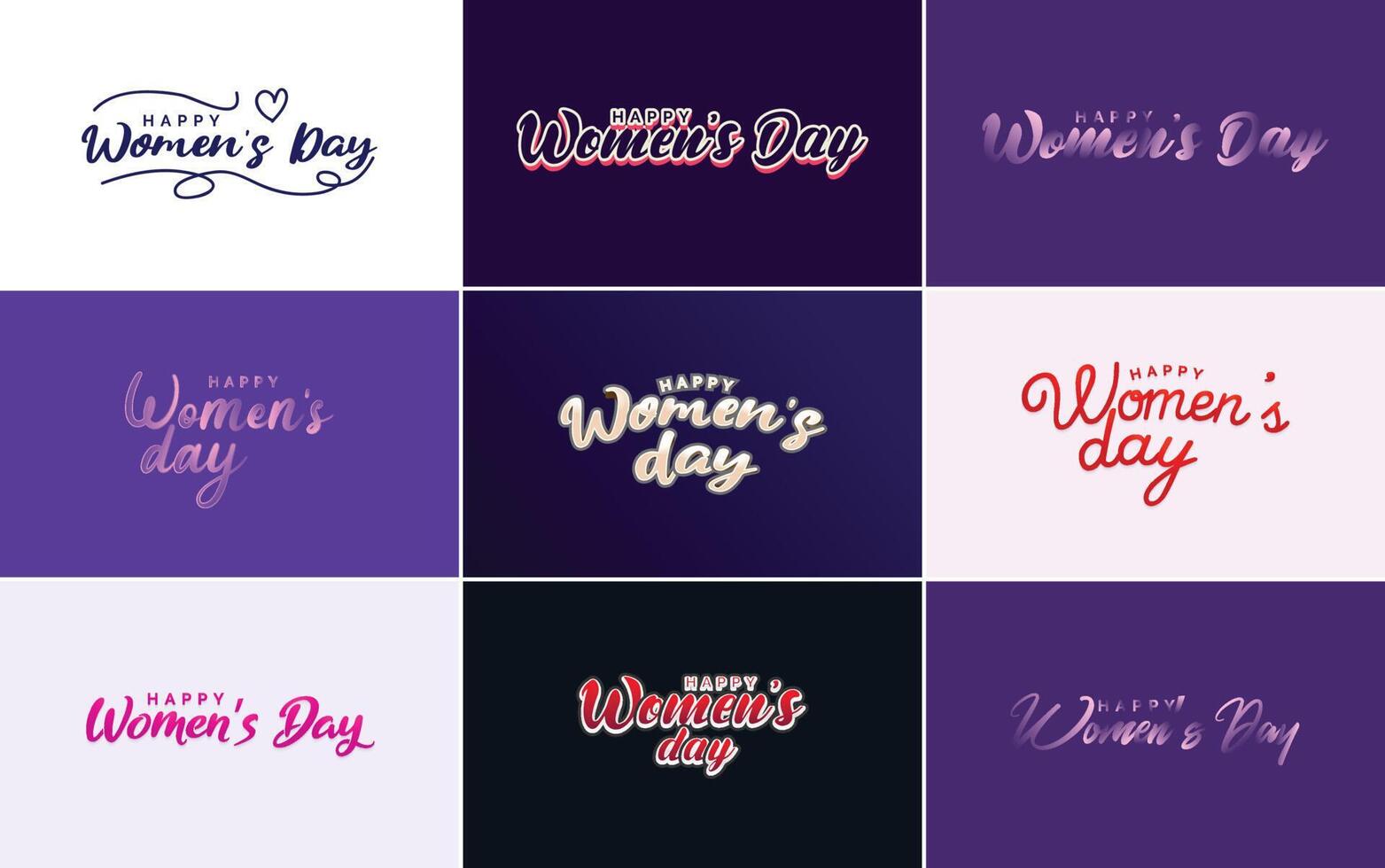 Set of International Women s Day cards with a logo and a gradient color scheme vector
