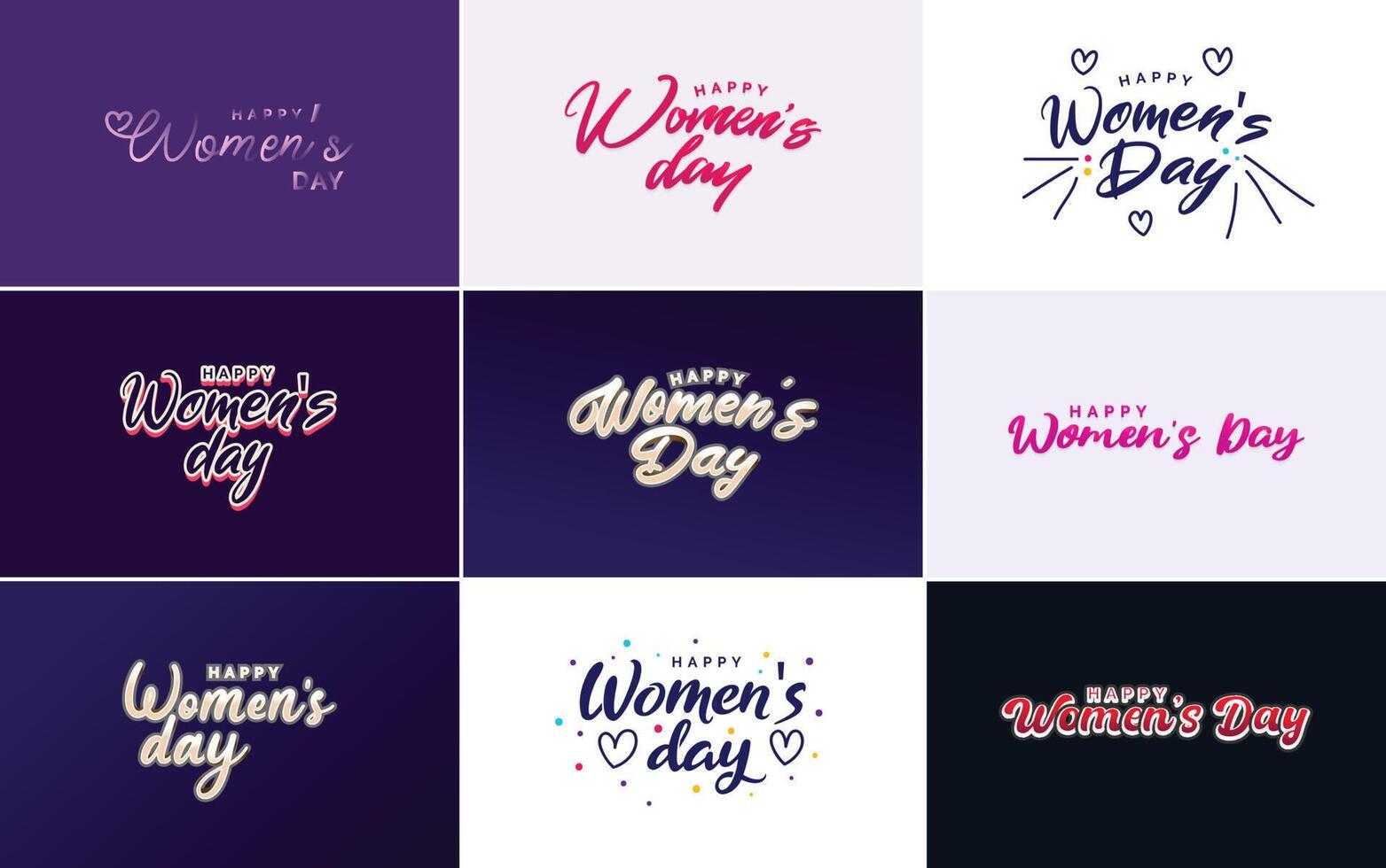 Happy Women s Day typography design with a pastel color scheme and a geometric shape element illustration vector