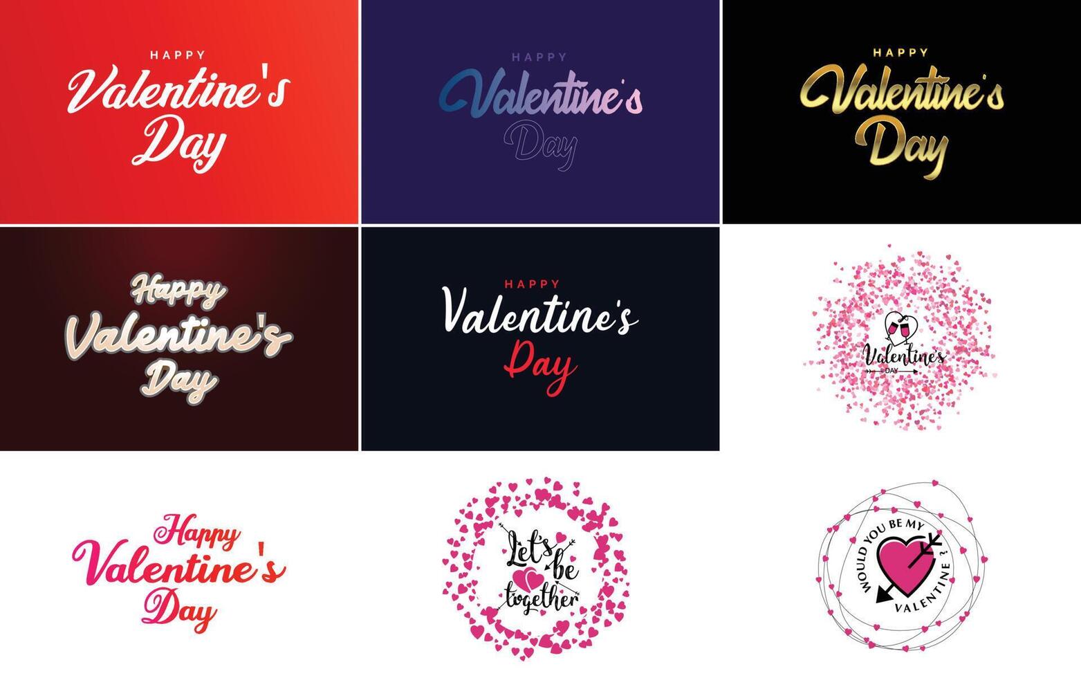 Happy Valentine s Day greeting background in papercut realistic style paper clouds flying realistic heart on string pink banner party invitation template calligraphy words text sign on copy space vector