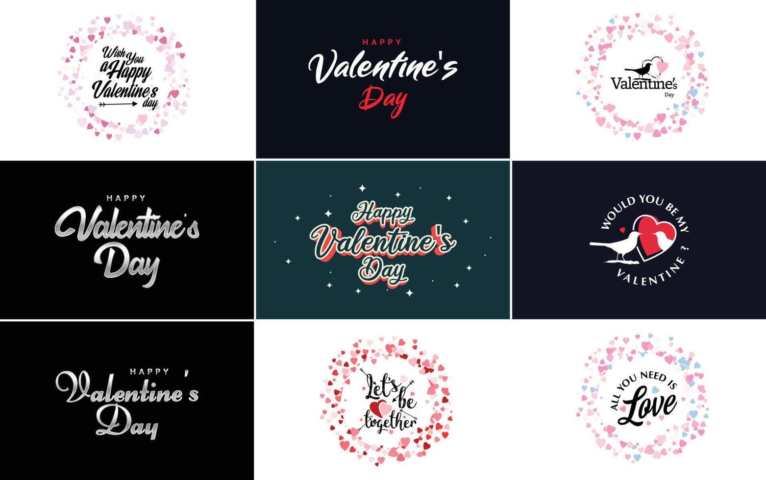 Happy Valentine s Day banner template with a romantic theme and a pink and red color scheme vector