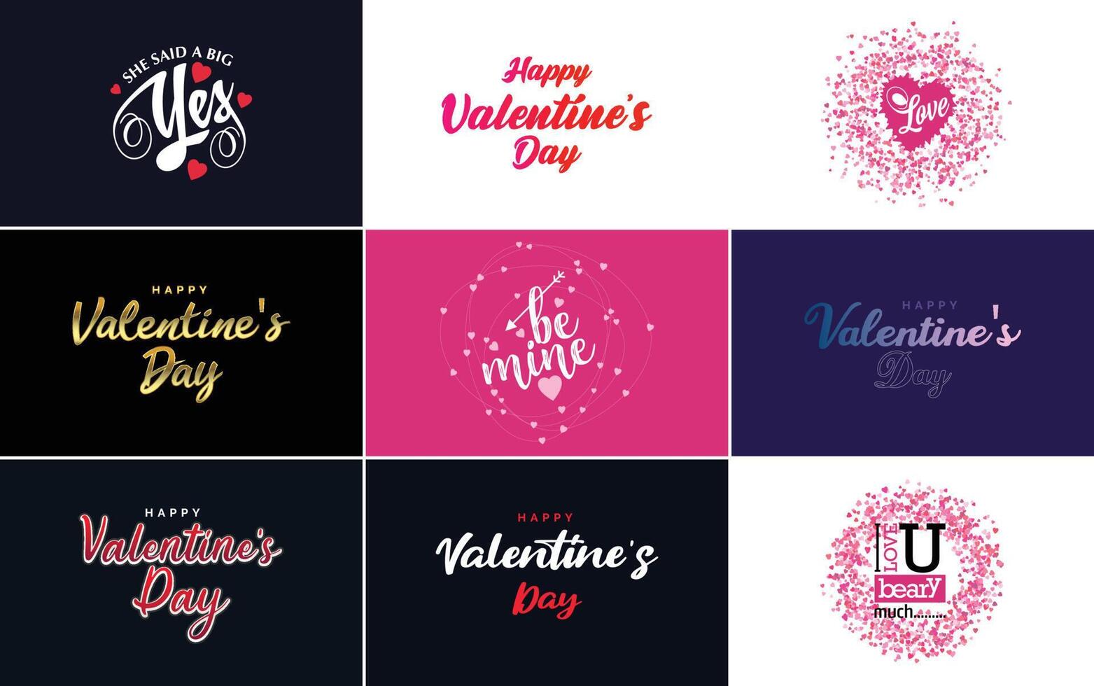 Happy Valentine s Day hand lettering calligraphy text and heart isolated on white background illustration vector