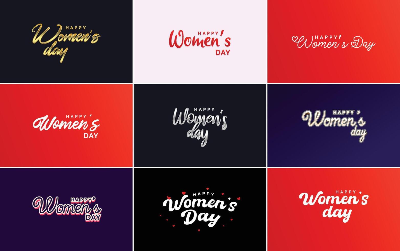 Happy Women s Day design with a realistic illustration of a bouquet of flowers and a banner reading March 8 featuring a gradient color scheme vector