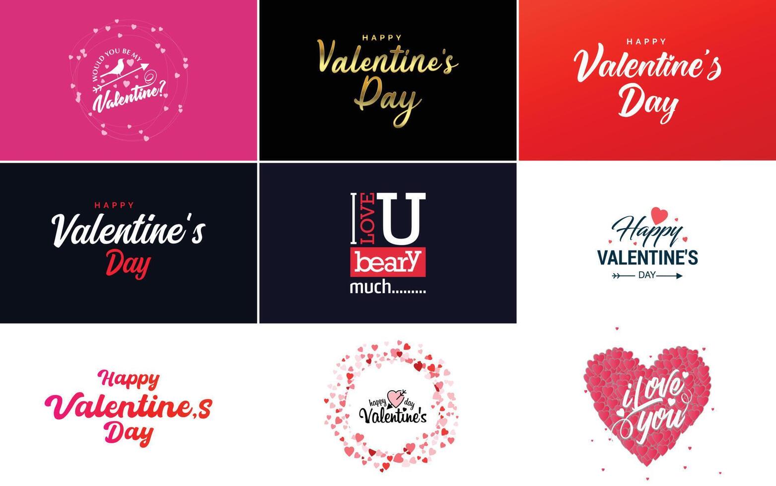 Happy Valentine s Day banner template with a romantic theme and a pink and red color scheme vector