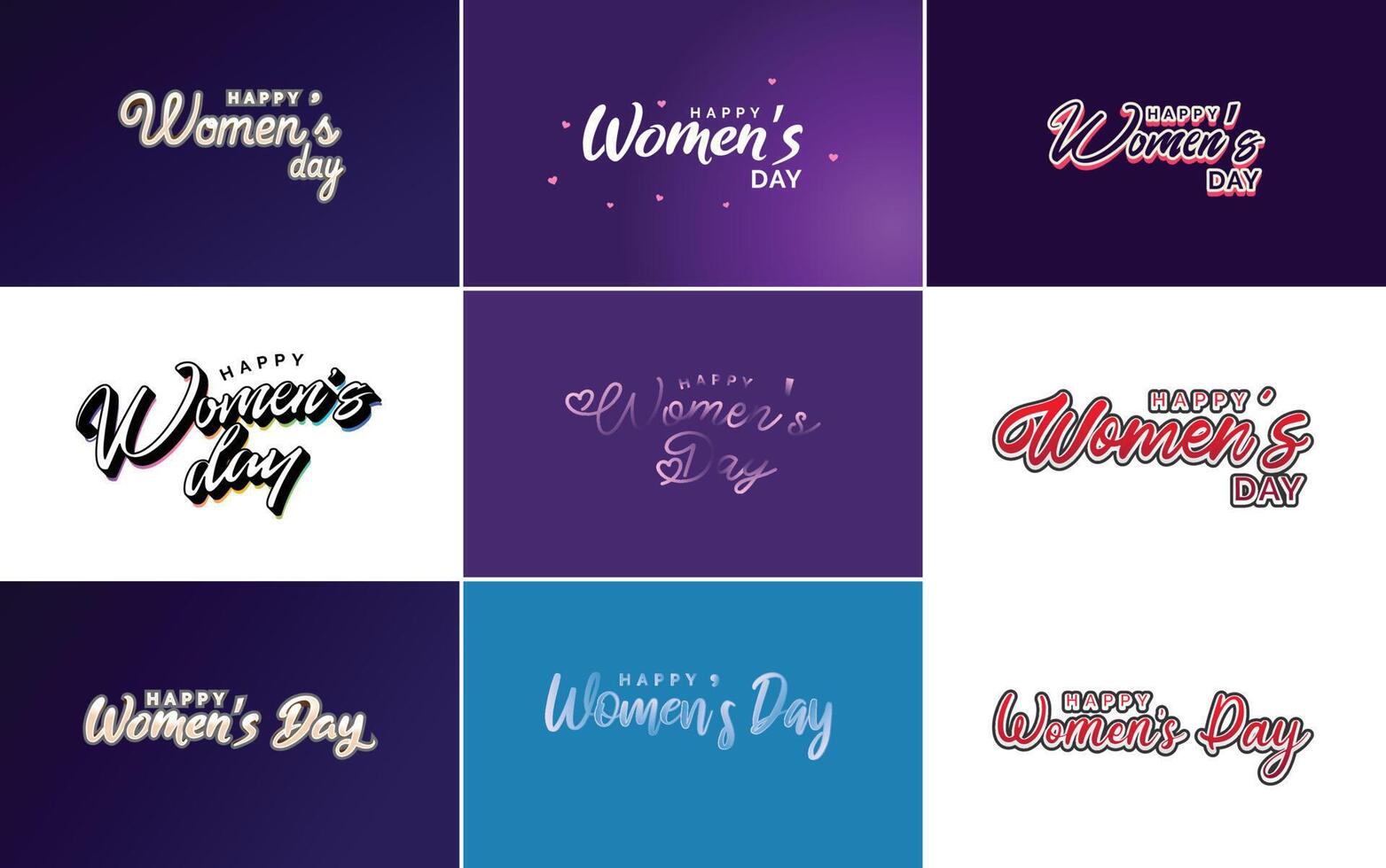 Set of Happy International Woman s Day signs and emblems design elements signs labels and badges collection vector