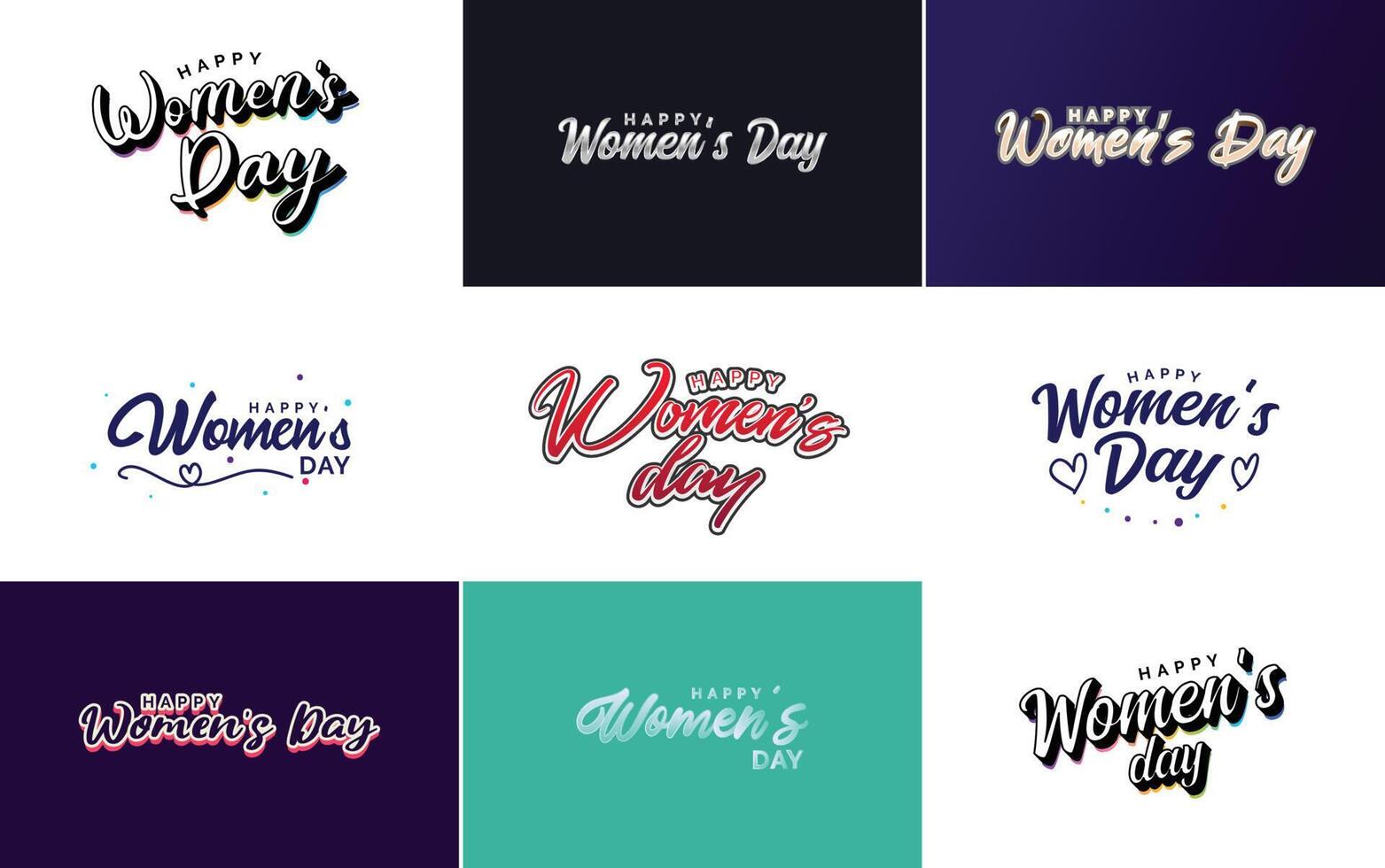 Happy Women s Day design with a realistic illustration of a bouquet of flowers and a banner reading March 8 featuring a gradient color scheme vector